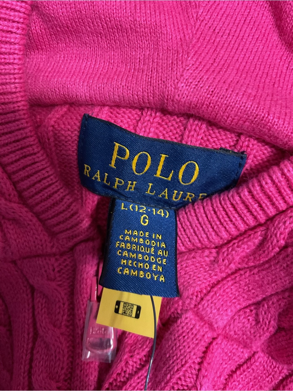 Polo by Ralph Lauren Girls Hot Pink Cable-Knit Zip Sweater - Picture 5 of 8